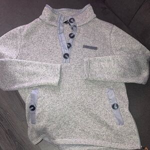 Heather Gray High Collar Fleece Jacket